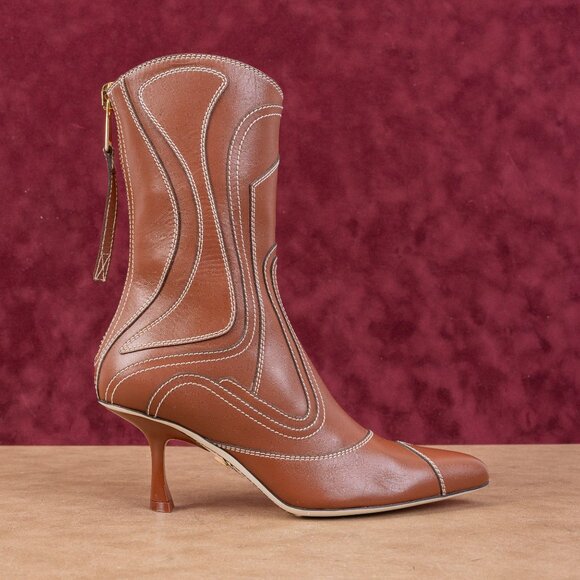 Zimmermann Women Topstiched Brown Ankle Fashion Leather Boots sz 7US EUR37 - Picture 4 of 8